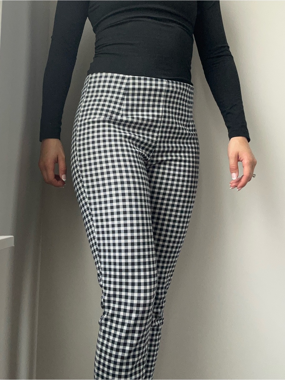 Princess Polly Black & White Gingham Straight Leg Pants